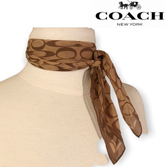 COACH Square silk scarf CC Monogram LOGO Brown/Tan